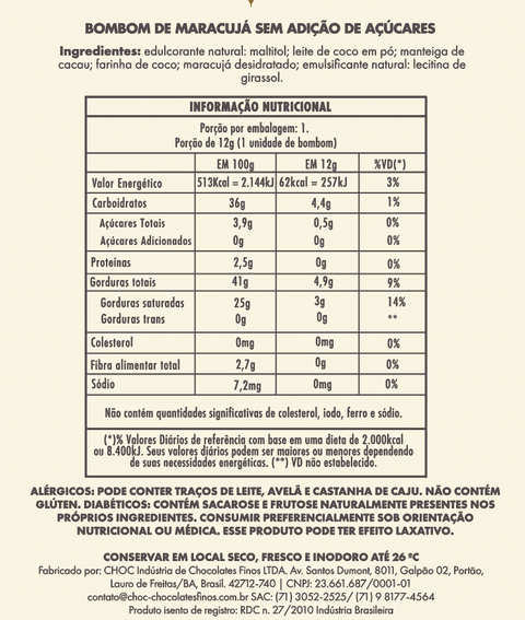 Caixa de Bombom Maracujá | Zero Açúcar