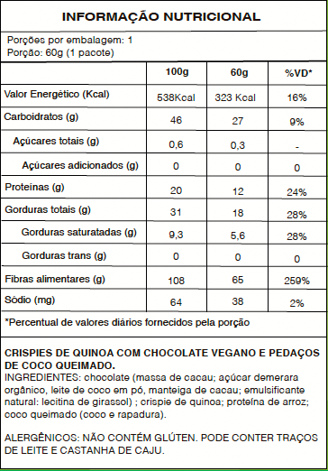 BELISQUETE | CRISPY DE QUINOA | 50% CACAU C/ COQUINHO QUEIMADO