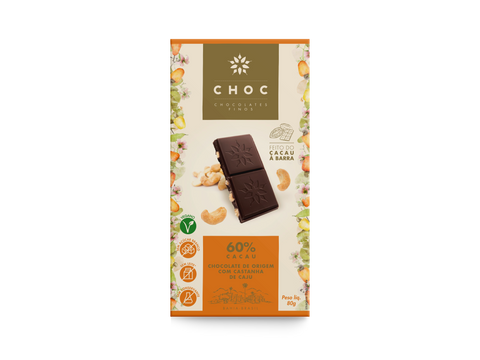 CHOC 60% cacau com castanha de caju | 80g