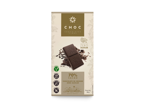 CHOC | 70% cacau ZERO AÇÚCAR | 80g