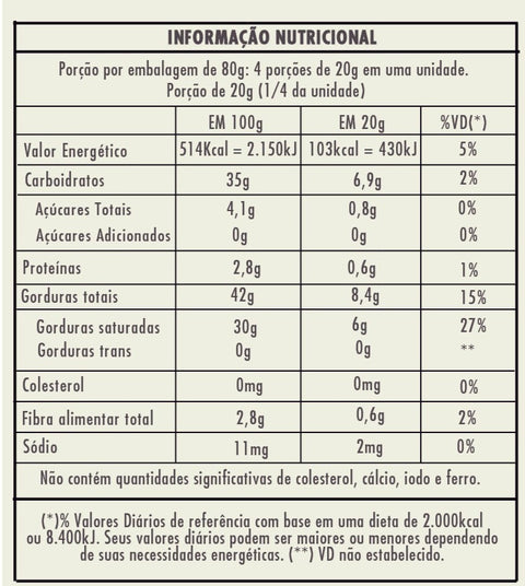 CHOC BRANCO VEGANO | ZERO AÇÚCAR | 80g